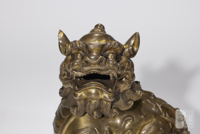 清  铜鎏金瑞兽香薰 - 图3